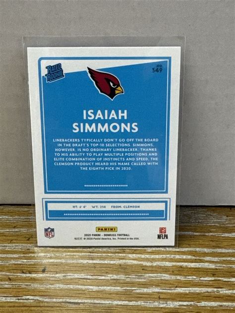 Panini Donruss Rated Rookie Press Proof Blue Isaiah Simmons