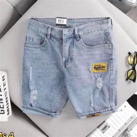 quần short jean nam xanh rách thêu chữ đẹp nhiều mẫu mới hot chất jean co giãn tốt chuẩn form