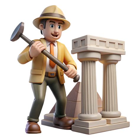 3D Illustration Archaeologist Exploring Ancient Ruins 56285536 PNG