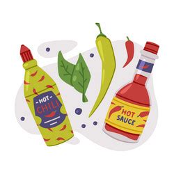 Hot And Spicy Chili Sauce In Bottle Royalty Free Vector