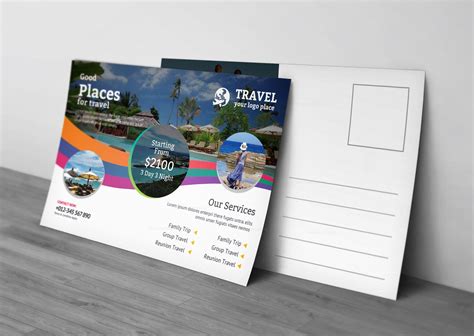 travel postcard design graphic templates