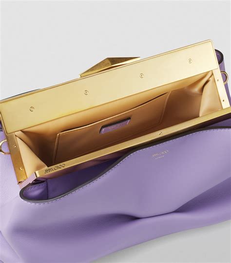 Womens Jimmy Choo Purple Leather Diamond Frame Clutch Bag Harrods Uk