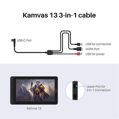 Buy HUION 3 In 1 Cable Compatible With Huion Kamvas 12 Kamvas 13