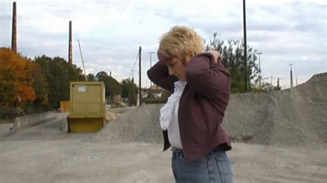 Skintight Jeans Video Clips Blonde Short Haired Girl In Skintight Blue Mustang Stretchjeans