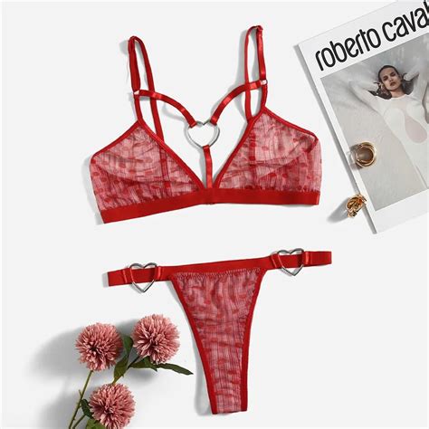Novo venda quente malha perspectiva sexy lingerie amor anel de aço costura cruz roupa interior
