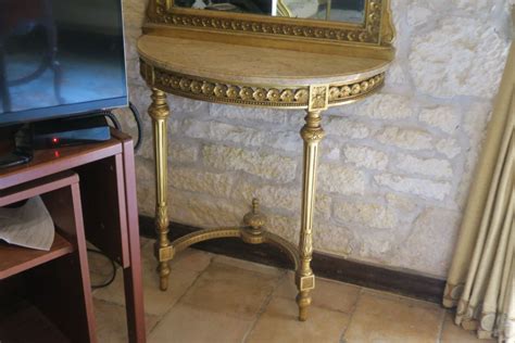 Lot De Console Demi Lune De Style Louis Xvi En Bois Dor Moulur Et