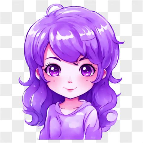 Baixe Garota De Anime Kawaii Cabelo Roxo E Olhos Azuis Creative