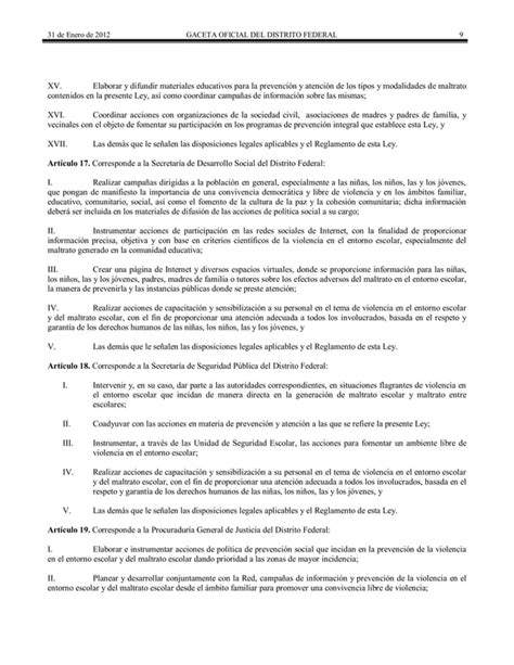 Ley Para La Promocion De Las Convivencia Libre Violencia Escolar Pdf