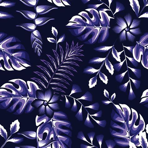 Light Blue Color Tropical Foliage Seamless Pattern Fashionable Design