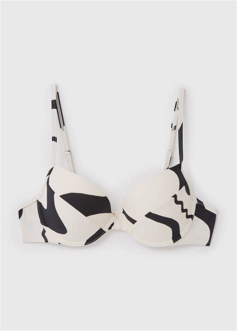 Black Swirl Print Cupped Bikini Top Matalan