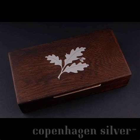 Søhoel Bog Oak Wood Box With Silver Inlay Copenhagen Silver