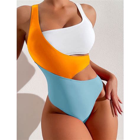Tejiojio Summmer Clearance Women S Sexy Waist Bikini Contrast Color One Piece Swimsuit Water
