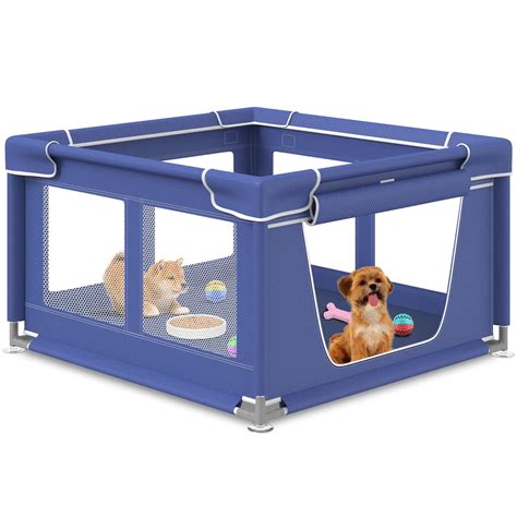 Dog Playpen 42 × 42 Inch, Puppy PlayPen with Gate for Puppies, Small