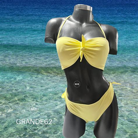 Bikini Amarillo Pastel Sosten Halter Botton Nudo Lateral NAX MEXICO