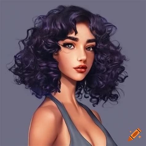 Latina Woman With Curly Black Hair