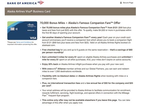 Bank Of America Alaska Airlines Business Visa 70k Offer Companion