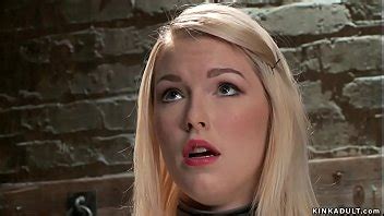 Strapped Blonde Slut Ella Nova In Squat Position Gets Caned And Whipped