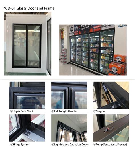 Freezer Parts Of Walk In Cooler Glass Door With Heated Aluminum Frames Commercial Refrigerator