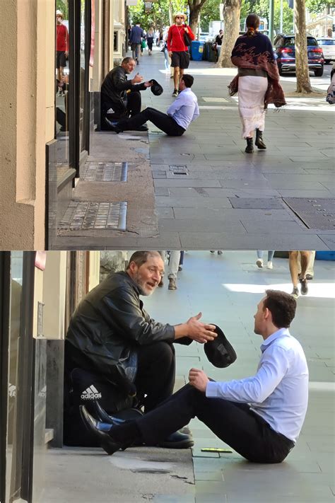 This retail staff brightening up a homeless mans day on a quiet