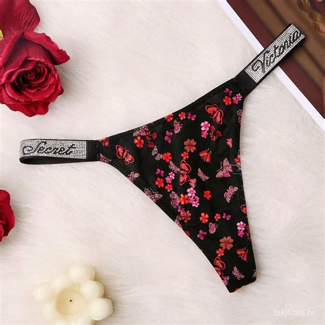 Victoria Secret Sexy Carta Feminina Sem Costura Lingerie Strass Design G String Cetim Conforto