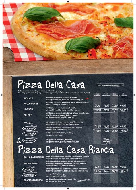 Pizza Della Casa Pizzadominiumpl Dominium Menu Food Menu Pizza