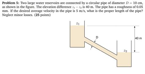 SOLVED Problem 5 Two Large Water Reservoirs Are Connected By A