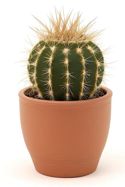 Premium AI Image Small Barrel Cactus In Clay Pot