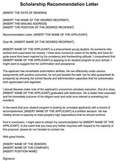 Amazing Scholarship Recommendation Letter Samples Letter Of