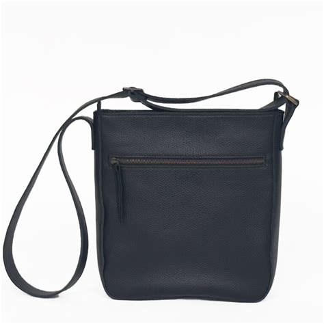 Black Leather Crossbody Bag With Outside Pocket Laroll Bags