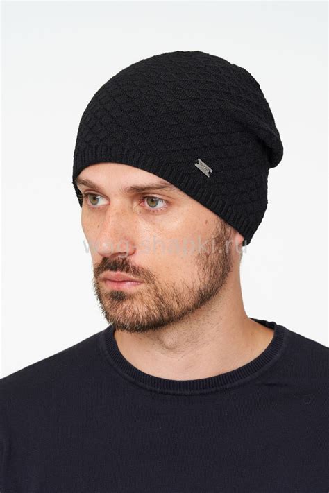 Мужская шапка без отворота Топ405 (черный) купить оптом с доставкой по ...