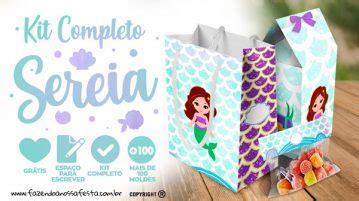 Kit Festa Sereia Para Imprimir Grátis - Kit Festa Sereia Cute Grátis para Baixar e Imprimir em Casa