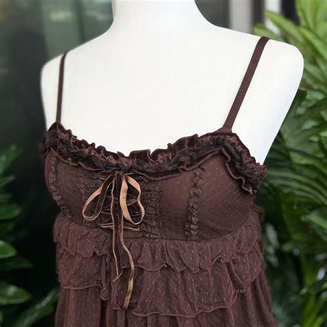 Liz Lisa Brown Ruffle Midi Dress W Corset Depop