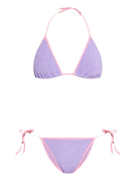 Hunza G Triangle Cup Bikini Set Purple FARFETCH