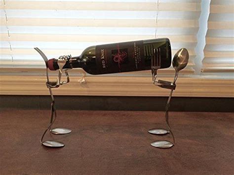 Wine Bottle Holder Metal Sculpture Spoon And Fork Wine Bottle Holder