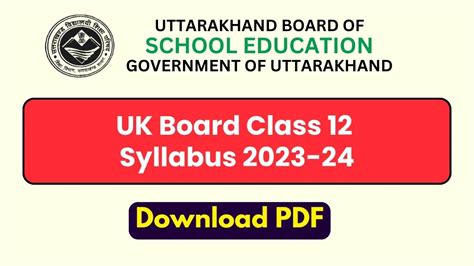 Uk Board Class 12 Syllabus 2023 24 Download Latest And Revised Ubse Class 12 Syllabus Pdf