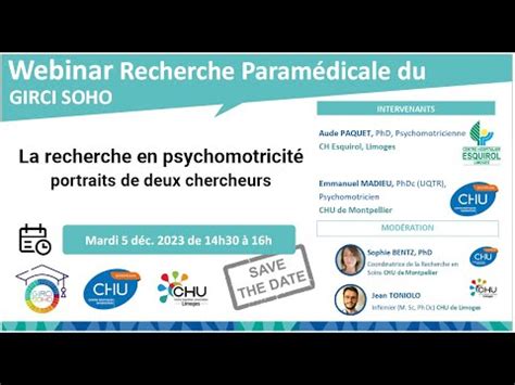 La recherche en psychomotricité portraits de deux chercheurs YouTube