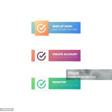 daftar  buat akun daftarkan tombol web modern ilustrasi stok