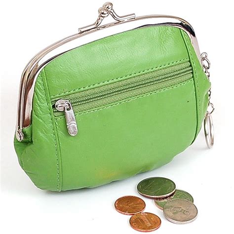 Womens Leather Coin Purse Mini Wallet Metal Frame Id Window Credit Card