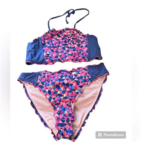 Hobie Swim Hobie Girls Big High Neck Bikini Top And Hipster Bottoms