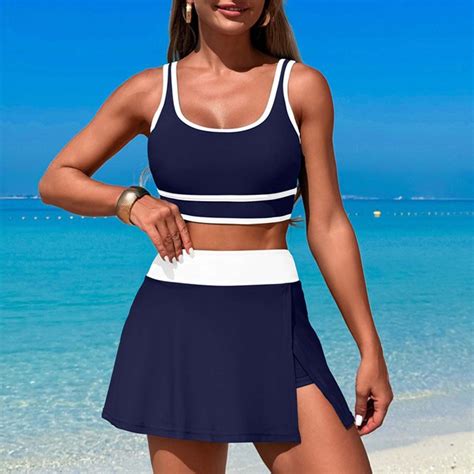 Blue Swim Suits For Women Women S Sporty Two Piece Swimsuits High Waisted Athletic Bikini