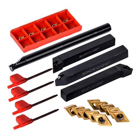 10pcs Carbide Insert Blades 4pcs Lathe Turning Tool Holder Set 4pcs