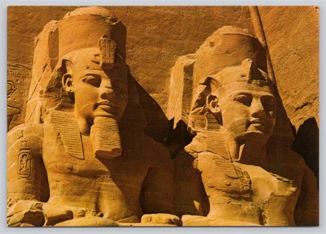 vintage postcard abu simbel rock temple  ramses ii closeup view