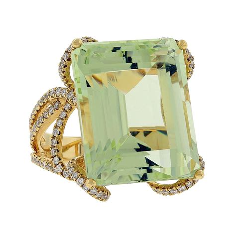 Green Aquamarine Diamond Gold Ring At 1stdibs Green Aquamarine Ring