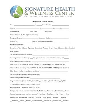 Fillable Online Health History Intake Form Name Fax Email Print