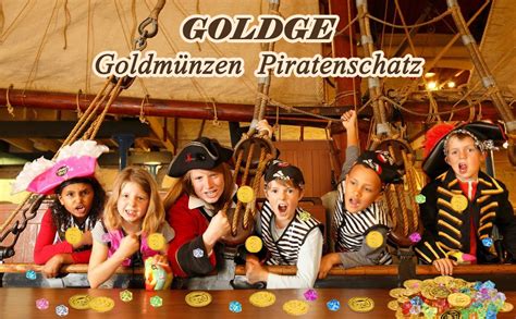 GOLDGE 100 Stück Goldmünzen Piratenschatz Set mit 50 Goldmünzen Kinder