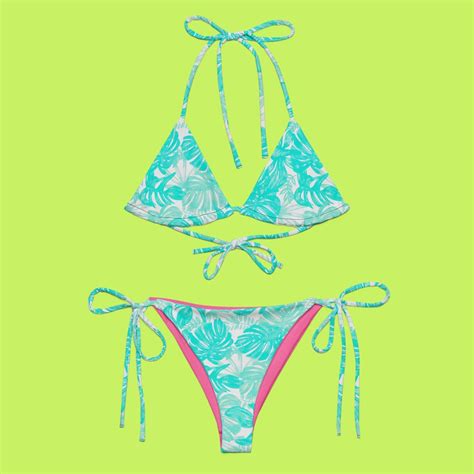 Aqua Summer Recycled String Bikini Size 2XS 6XL Etsy