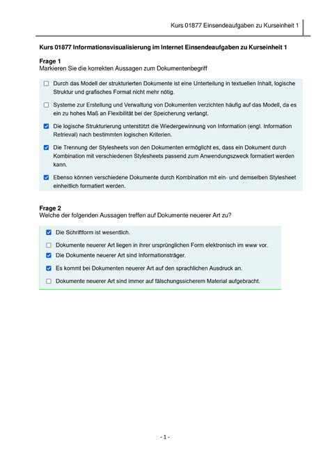 KE 1 Einsendeaufgaben ML Kurs 01877 Informationsvisualisierung Im