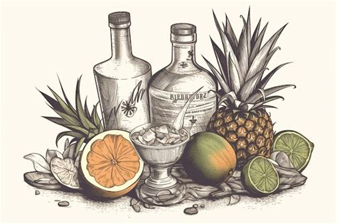 Dibujado A Mano Refrescante Ilustraci N De Mezcal Foto Premium