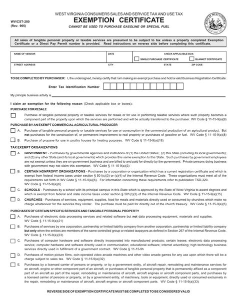 Wv Tax Exempt Form Fill Out Printable Pdf Forms Online