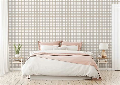 Light neutral plaid Wallpaper - Peel and Stick or Non-Pasted
